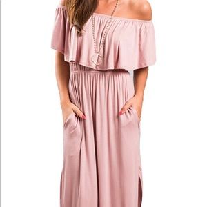 Off Shoulder Ruffle Maxi Dress